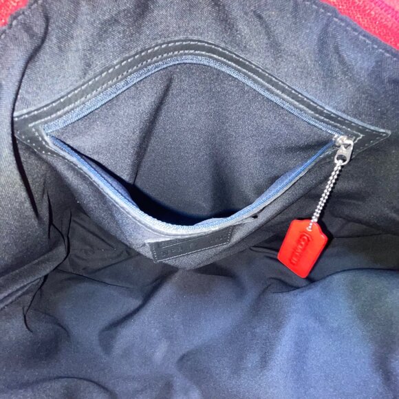 Coach Women’s Red Nylon With Leather Handles Zipper Closure Tote Bag - Picture 12 of 14